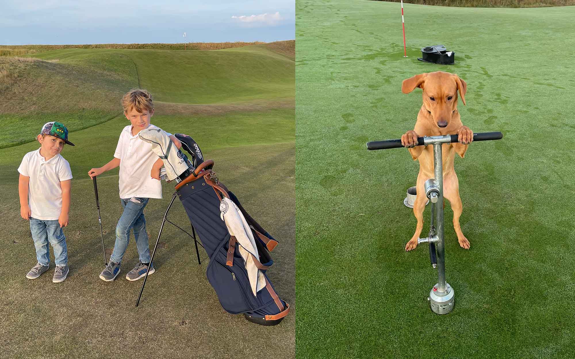 Left: Jesse and Fletcher. Right: Bledge is keen to foster greenkeeping talent.